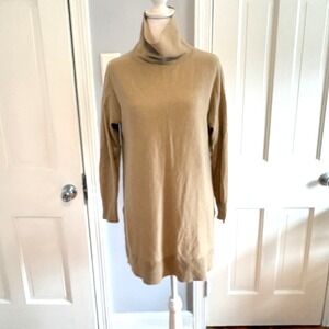 Soft Surroundings Small Tan Cashmere Wool Blend Metro Turtleneck Tunic Sweater